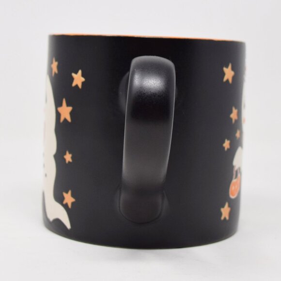 Eli Ana Flying Ghost Halloween Mug New 2024 Black Orange Stars Retro Whimsical - Picture 3 of 11